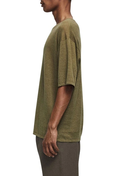 Shop Rag & Bone Kerwin Oversize Stripe Linen T-shirt In Army