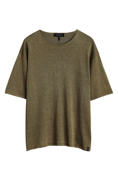 Shop Rag & Bone Kerwin Oversize Stripe Linen T-shirt In Army