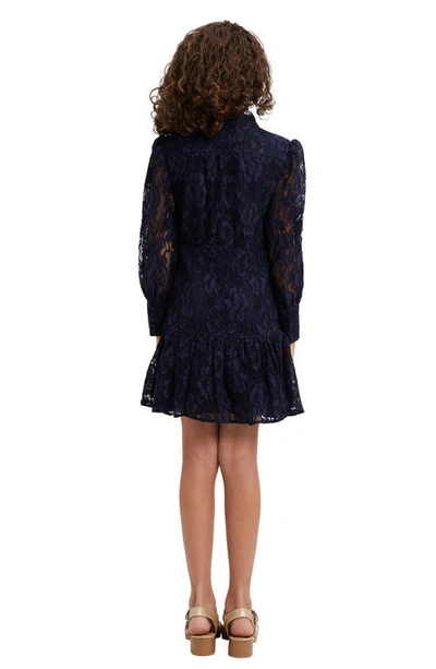 Shop Bardot Kids' Talina Lace Long Sleeve Dress In Midnight