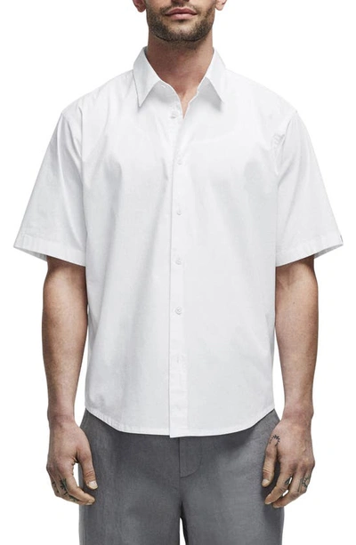 Shop Rag & Bone Moore Short Sleeve Stretch Cotton Poplin Button-up Shirt In White