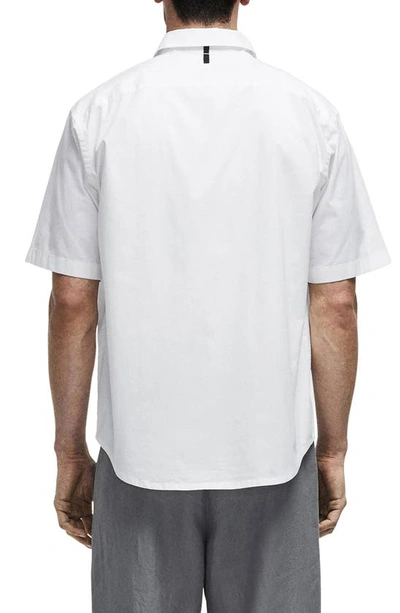 Shop Rag & Bone Moore Short Sleeve Stretch Cotton Poplin Button-up Shirt In White