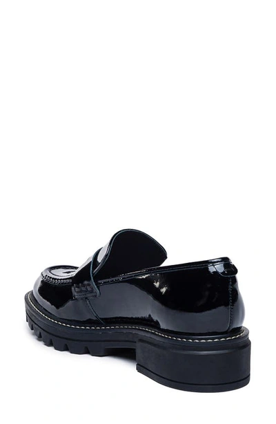 Shop Bernardo Footwear Chandler Platform Penny Loafer In Black Patent