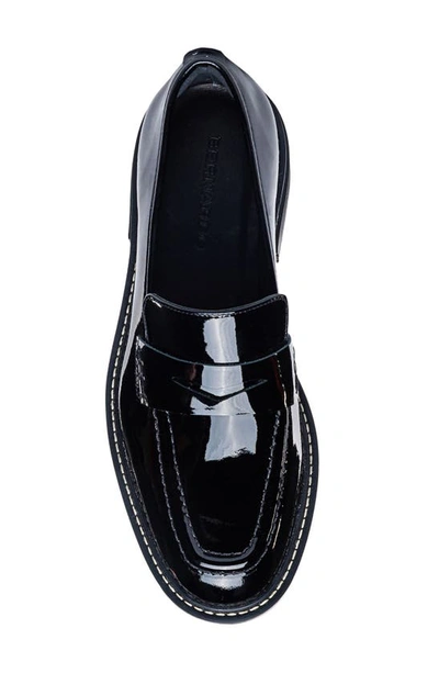 Shop Bernardo Footwear Chandler Platform Penny Loafer In Black Patent