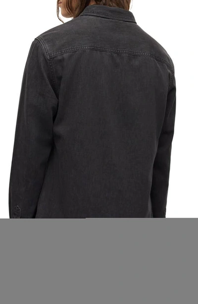 Shop Allsaints Gleason Chambray Snap-up Shirt In Washed Black