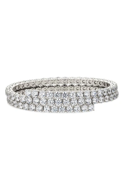 Shop Nadri Cubic Zirconia Coil Bracelet In Rhodium