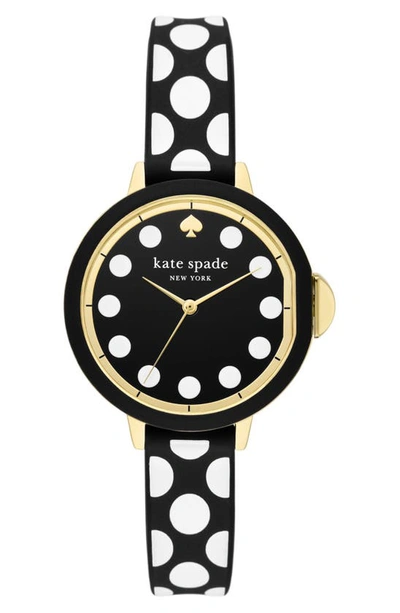 Shop Kate Spade Park Row Silicone Strap Watch, 34mm In White Dot