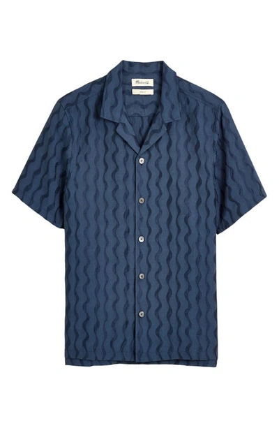 Shop Madewell Wavy Stripe Short Sleeve Button-up Camp Shirt In Warm Midnight