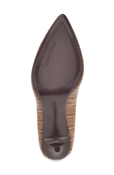 Shop Calvin Klein Gayle Pointed Toe Pump In Medium Brown