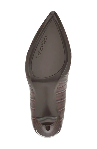 Shop Calvin Klein Gayle Pointed Toe Pump In Dark Brown