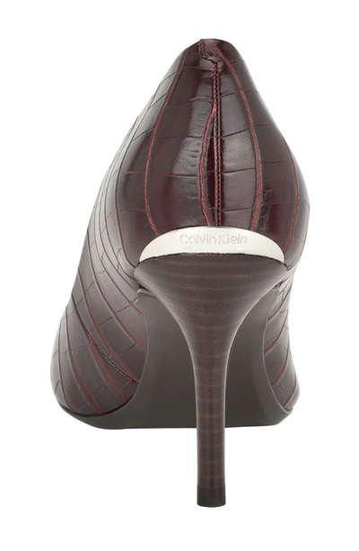 Shop Calvin Klein Gayle Pointed Toe Pump In Dark Red Embellished