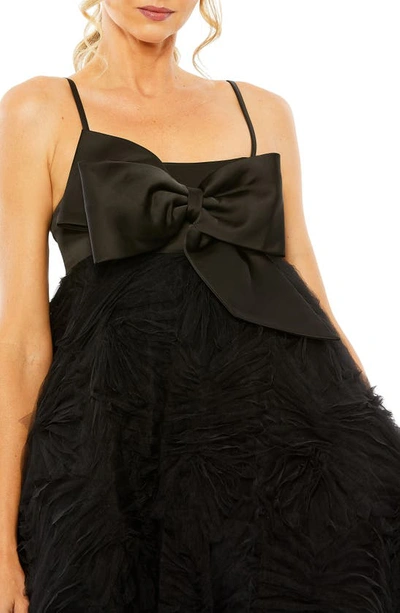 Shop Mac Duggal Bow Front Tulle Cocktail Minidress In Black