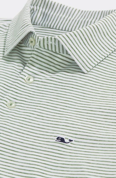 Shop Vineyard Vines Bradley Stripe Sankaty Performance Polo In White Cap/ Olive