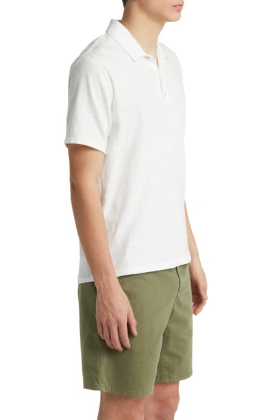 Rag & Bone Classic Flame Slub Cotton Polo Shirt In White