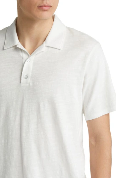 Rag & Bone Classic Flame Slub Cotton Polo Shirt In White