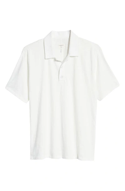 Rag & Bone Classic Flame Slub Cotton Polo Shirt In White