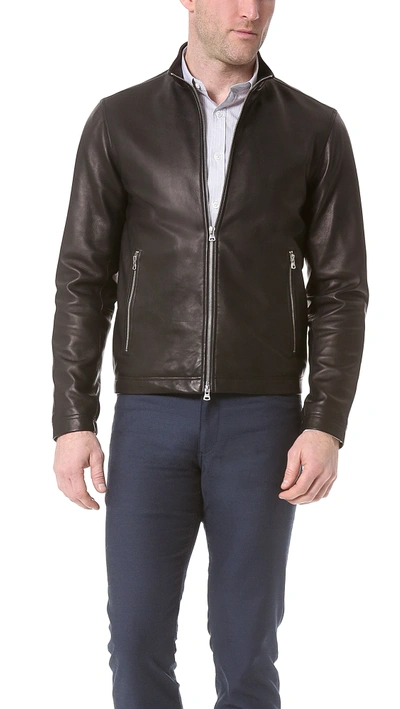 Theory Men's Morvek Zip-front Leather Jacket In Black