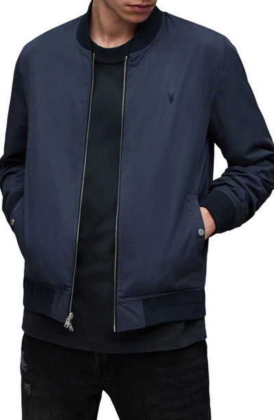 Shop Allsaints Bassett Reversible Bomber Jacket In Black/ Command Blue