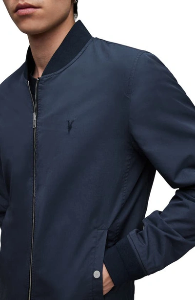 Shop Allsaints Bassett Reversible Bomber Jacket In Black/ Command Blue