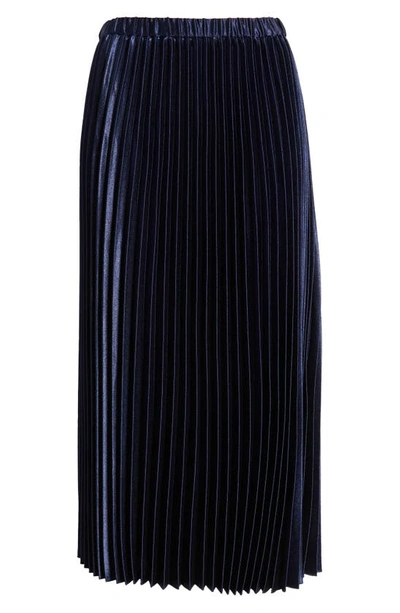 Shop Anne Klein Pleated Satin Skirt In Distant Mountain