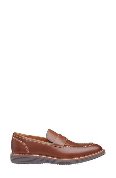 Johnston & Murphy Upton Penny Loafer In Tan Full Grain