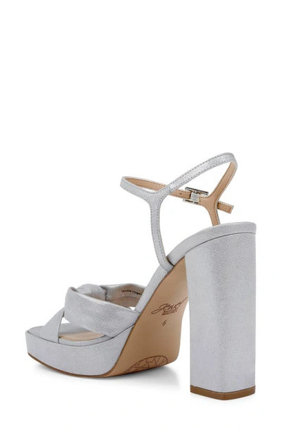 Shop Jewel Badgley Mischka Valencia Ankle Strap Platform Sandal In Silver