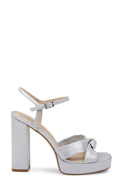 Shop Jewel Badgley Mischka Valencia Ankle Strap Platform Sandal In Silver