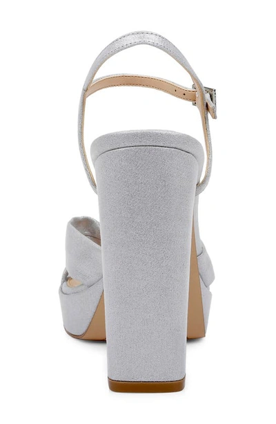 Shop Jewel Badgley Mischka Valencia Ankle Strap Platform Sandal In Silver