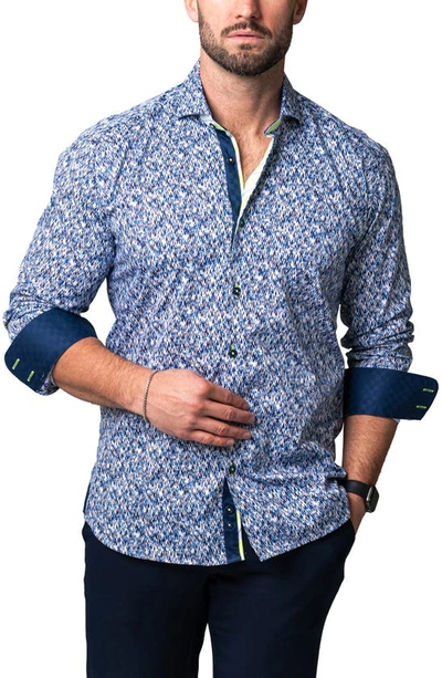 Shop Maceoo Einstein Skim Blue Cotton Button-up Shirt