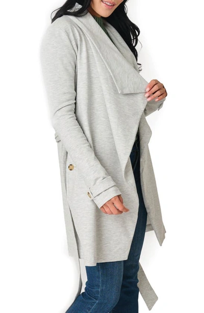 Gibsonlook Belted Ponte Topper Jacket In H Grey