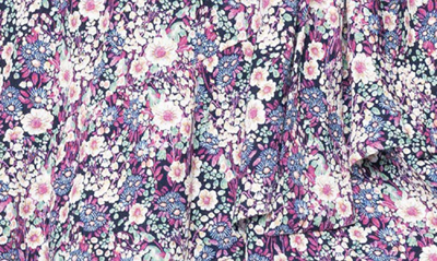 Gibsonlook Ruffles For Days Floral Wrap Minidress In Blue Deco Garden Print