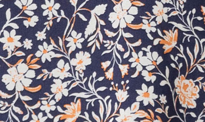 Shop Gibsonlook Print Flutter Sleeve Top In Indigo Coral Floral