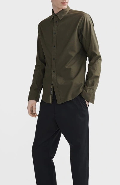 Shop Rag & Bone Fit 2 Solid Cotton Button-up Shirt In Olve Night