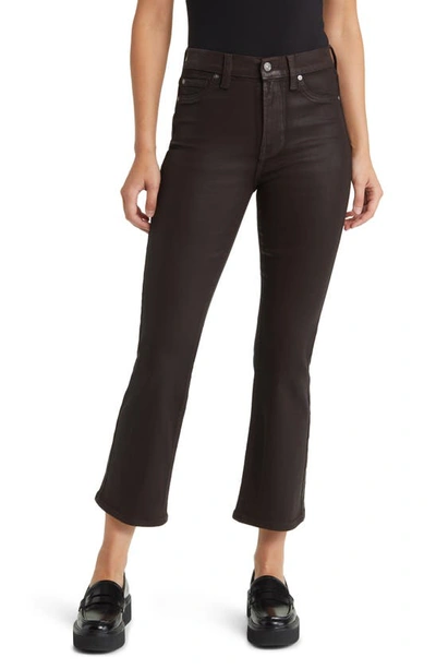 Shop 7 For All Mankind Coated High Waist Slim Kick Flare Jeans In Chocolate Coatd