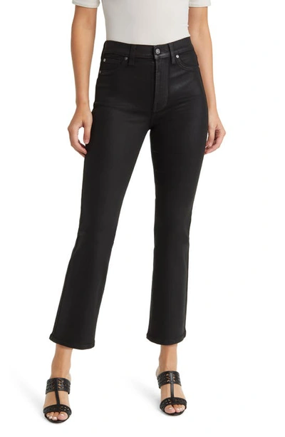 Shop 7 For All Mankind Coated High Waist Slim Kick Flare Jeans In Coated Blk
