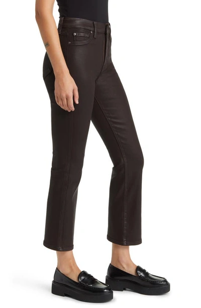 Shop 7 For All Mankind Coated High Waist Slim Kick Flare Jeans In Chocolate Coatd