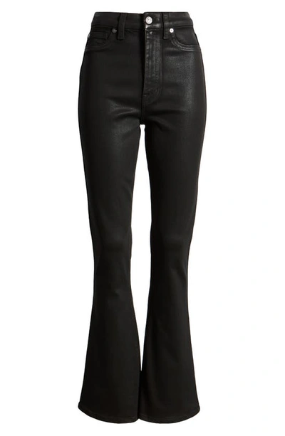 Shop 7 For All Mankind Tailorless Coated Ultra High Waist Skinny Bootcut Jeans In Coated Black