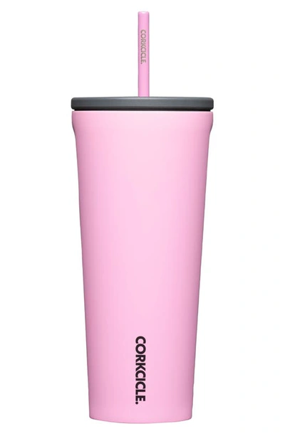 Shop Corkcicle 24-ounce Insulated Cup With Straw In Sun-soaked Pink