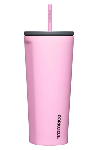 Shop Corkcicle 24-ounce Insulated Cup With Straw In Sun-soaked Pink