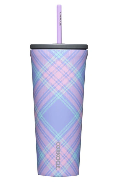 Shop Corkcicle 24-ounce Insulated Cup With Straw In Springtime Plaid
