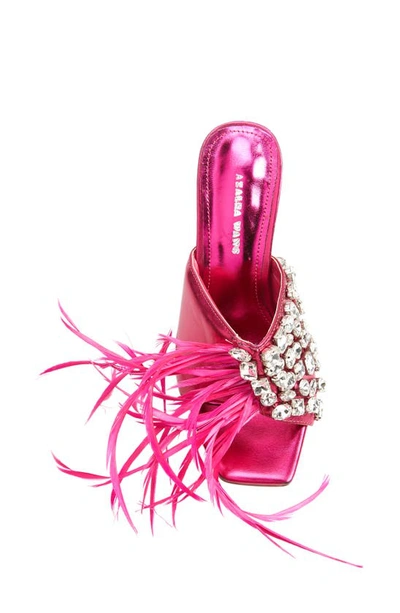 Shop Azalea Wang Joplin Metallic Square Toe Sandal In Pink