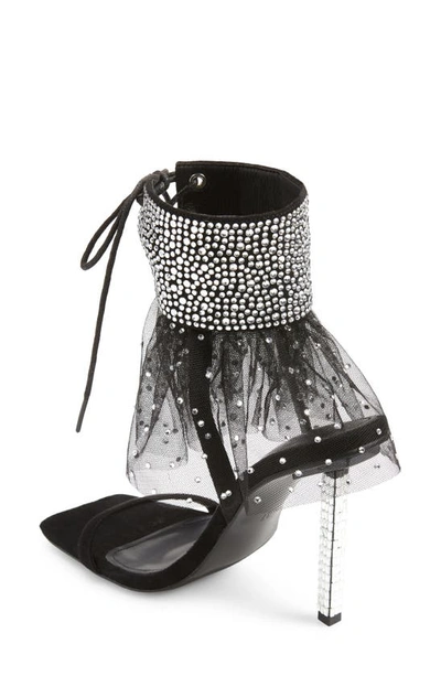 Shop Azalea Wang Mito Crystal Tulle Sandal In Black