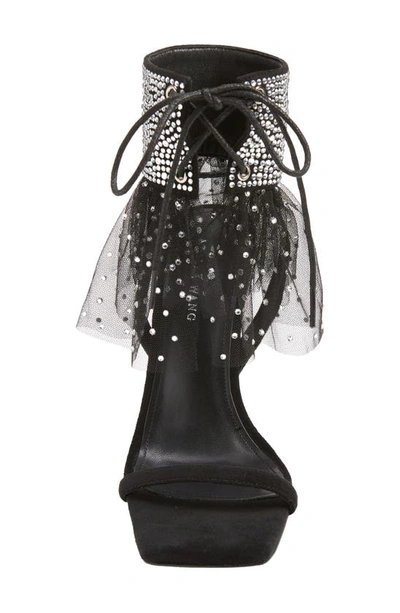 Shop Azalea Wang Mito Crystal Tulle Sandal In Black