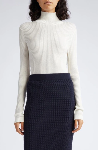 Shop Max Mara Sax Silk & Wool Turtleneck Sweater In Milk