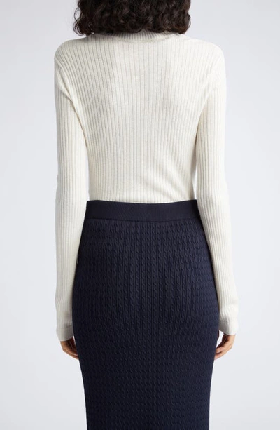 Shop Max Mara Sax Silk & Wool Turtleneck Sweater In Milk