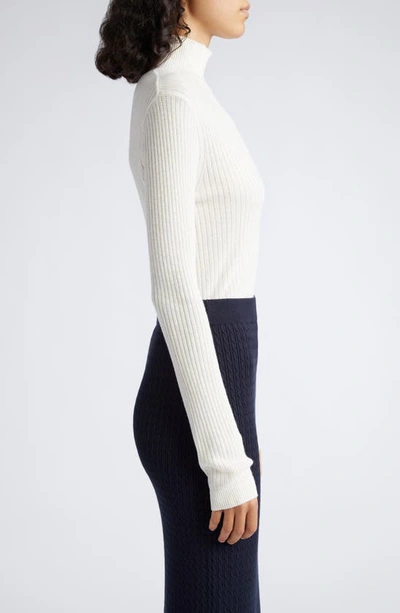 Shop Max Mara Sax Silk & Wool Turtleneck Sweater In Milk