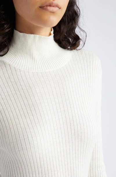 Shop Max Mara Sax Silk & Wool Turtleneck Sweater In Milk