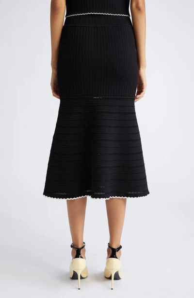 Shop Victoria Beckham Flared Knit Midi Skirt In Black