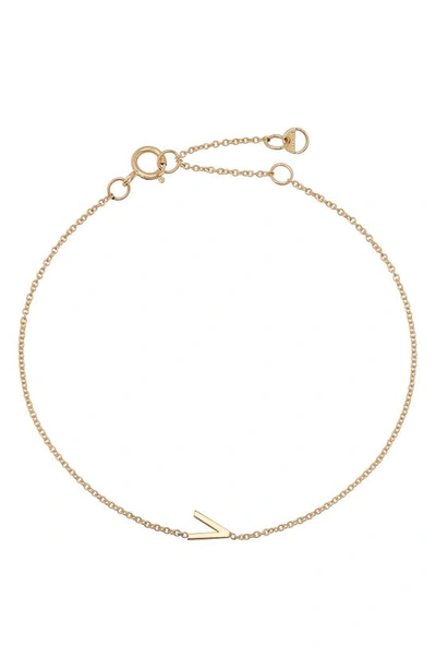 Shop Bychari Initial Pendant Bracelet In 14k Yellow Gold