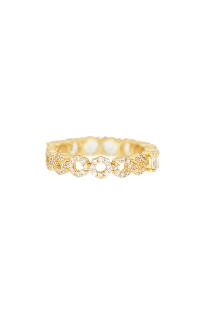Shop Covet Cubic Zirconia Split Eternity Band Ring In Gold