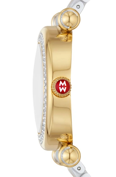 Shop Michele Caber Mid Two-tone Diamond Bracelet Watch, 35mm In 2t Silver/ Gold